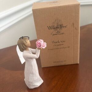 Willow Tree ‘Thank You’ Ornament Holding Pink Flowers by Susan Lordi w/ Box
